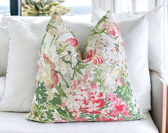 Floral Cotton Throw Pillow Cover: Summer Garden Accent, Double Sided
