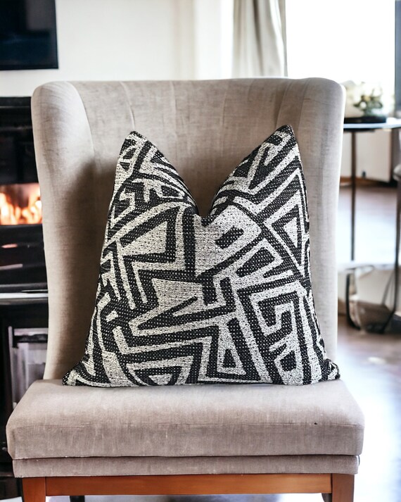 Black And Sand Woven Decorative Pillow Black And Sand Woven Decorative Pillow