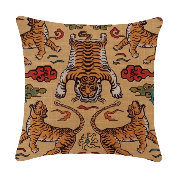 Tiger Republic Double Sided Printed Cotton Throw Pillow Cover 18x18 20x20 22x22 24x24 12x20 14x22 16x24, 12x46, 14x48 Saffron Pillow Cover