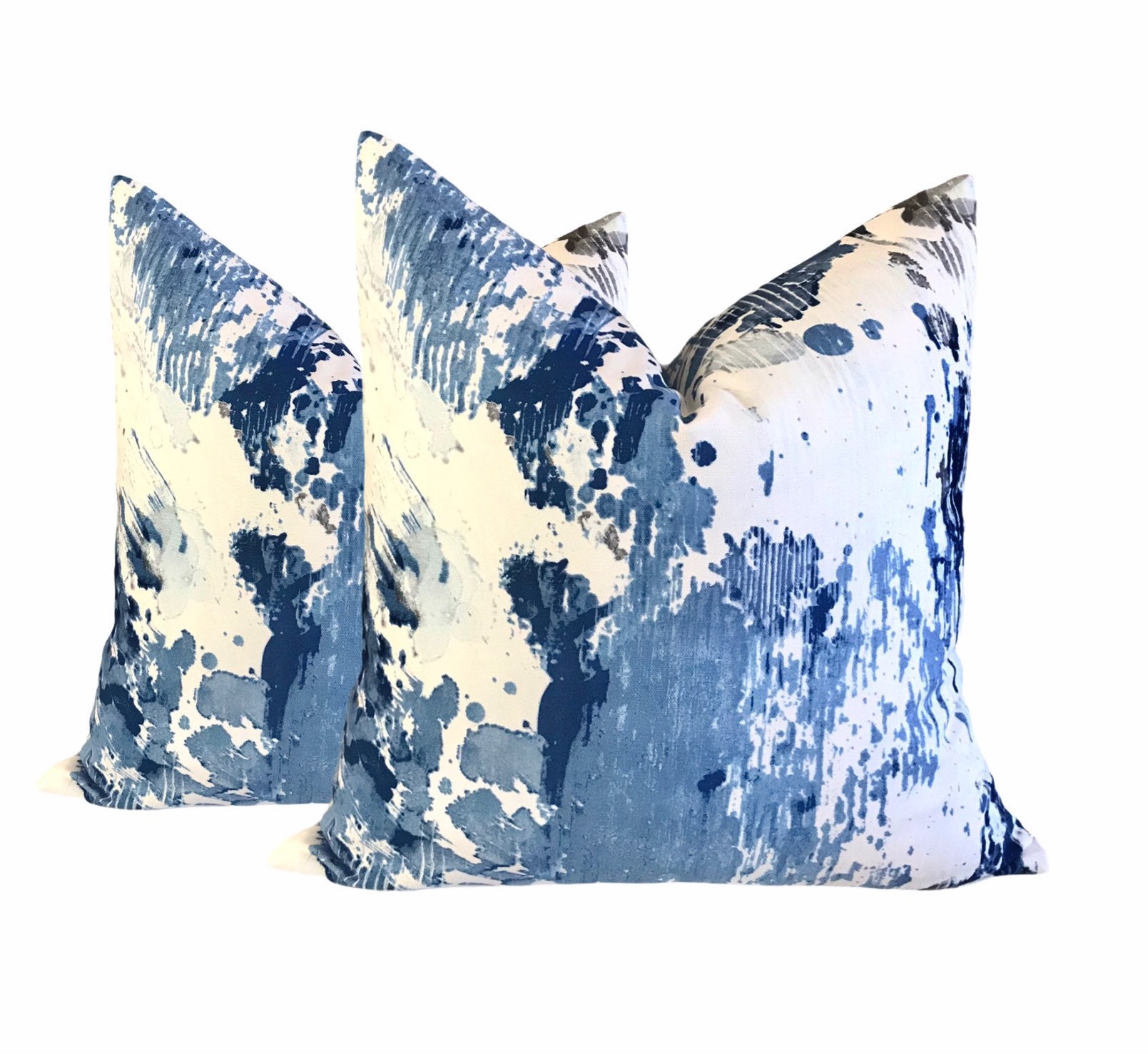 Set of 2 Throw Pillow Covers Abstract Azure by P/kaufmann Etsy