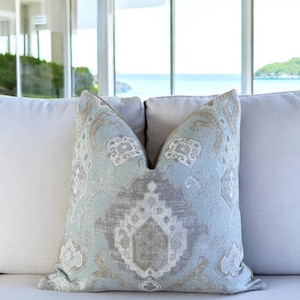Himmlischer Medaillon Gobelin Chenille Kissenbezug - Vintage Ikat dekoratives Dekokissen für Couch, Sofa oder Bett - Boho Luxe Akzentkissen