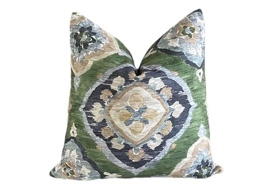 Dorian Grass Printed Cotton Pillow Cover 18x18 20x20 22x22 Etsy