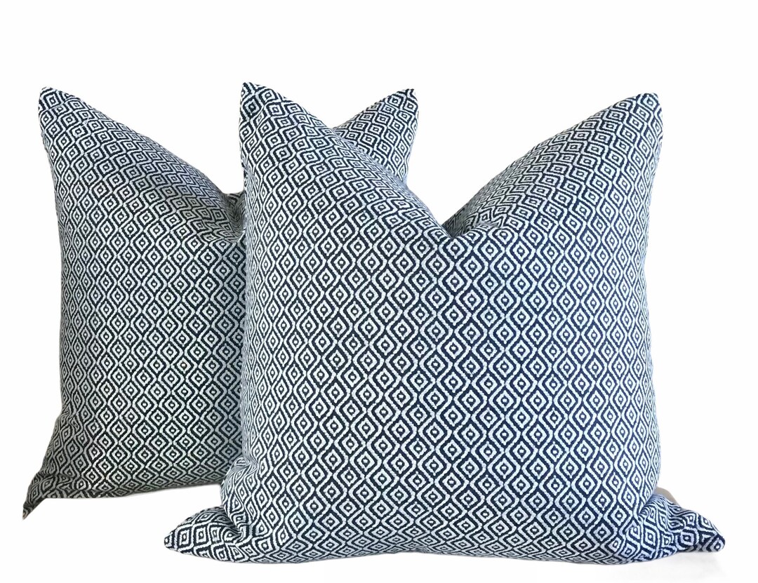 Set of 2 Throw Pillow Covers Rythym Navy 18x18 20x20 22x22 24x24 Navy