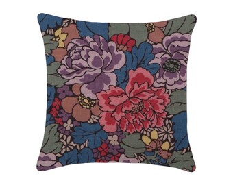 Teal Floral Cotton Throw Pillow Cover - Forester Bloom Design
