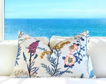 Floral Cotton Twill Throw Pillow Cover - Kaufmann Berkshire Meadows