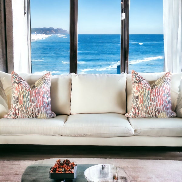 Lot de 2 housses de coussin Kelly Ripa : motif pluie multicolore
