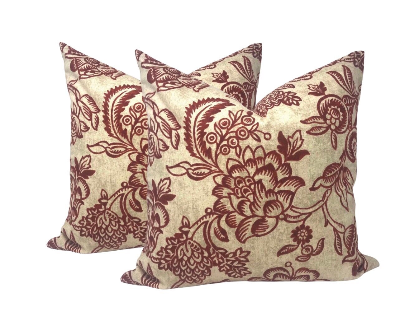 Set of 2 Throw Pillows Bircham & Red Floral Throw Pillow Cover Etsy