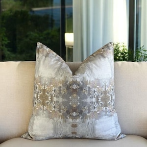 Abstract Gold & Gray Pillow Cover: Modern Boho Cotton Throw Pillow