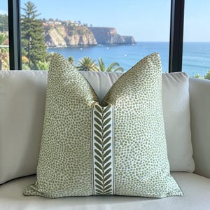 Chenille Throw Pillow Cover: Dotify Pear Green, Double Sided with Decorative Tape
