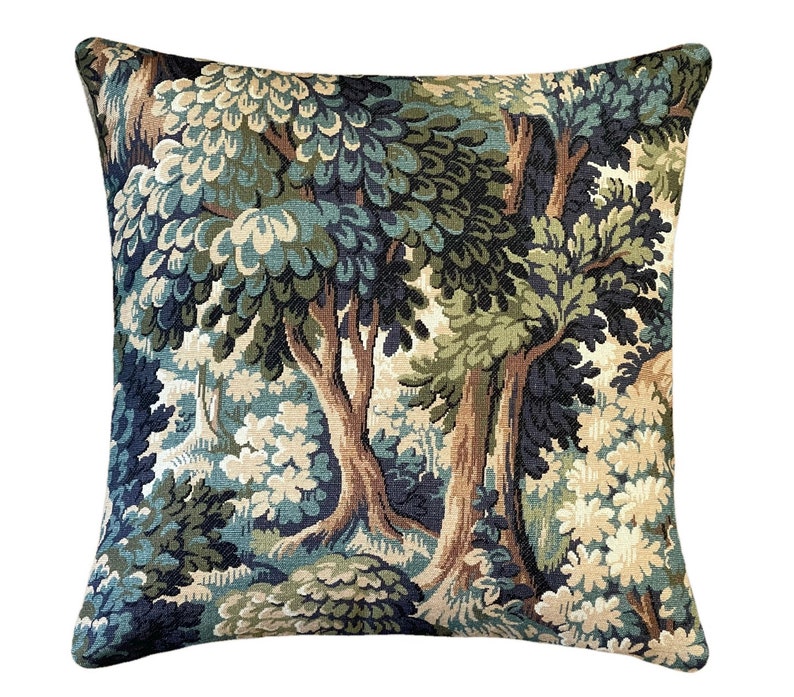 Into the Woods Printed Cotton Pillow Cover 18x18, 20x20, 22x22, 24x24, 12x20, 12x22, 14x22, 16x24, 14x46, 14x48 Forest Throw Pillow Cover image 3