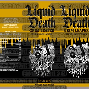 DIGITAL | Liquid Death Grim Laubblatt | PNG | JPG | 20oz | Dünner Becher