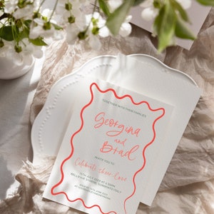 Einladung, Semi-custom Kalligraphie Hochzeit, Bridal Shower, Baby Shower Einladung - 120x 180mm. Kalligraphie Briefpapier
