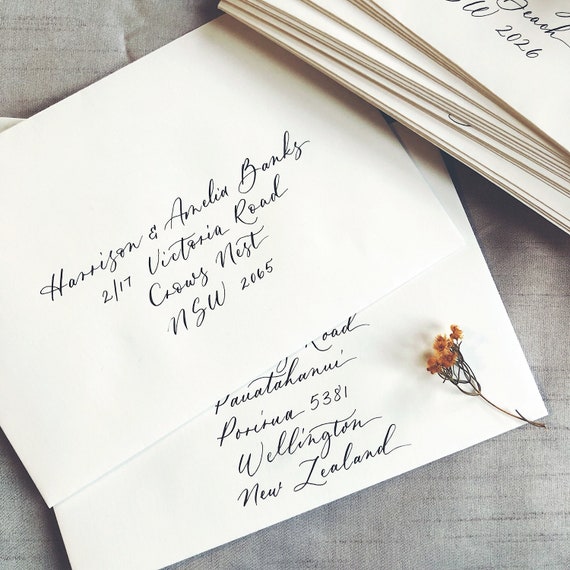 Envelope Addresses in Hand Lettered Calligraphy, Wedding