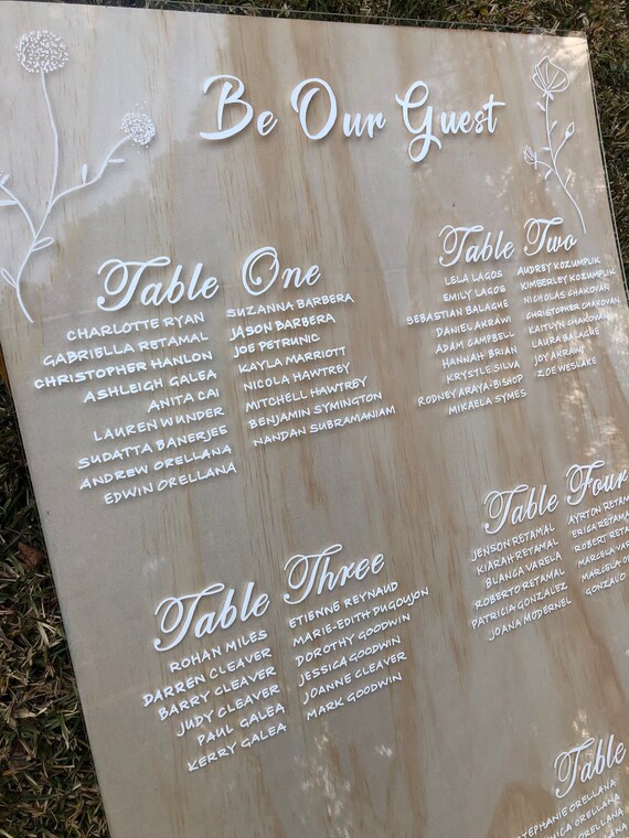 Acrylic Seating Chart For Wedding