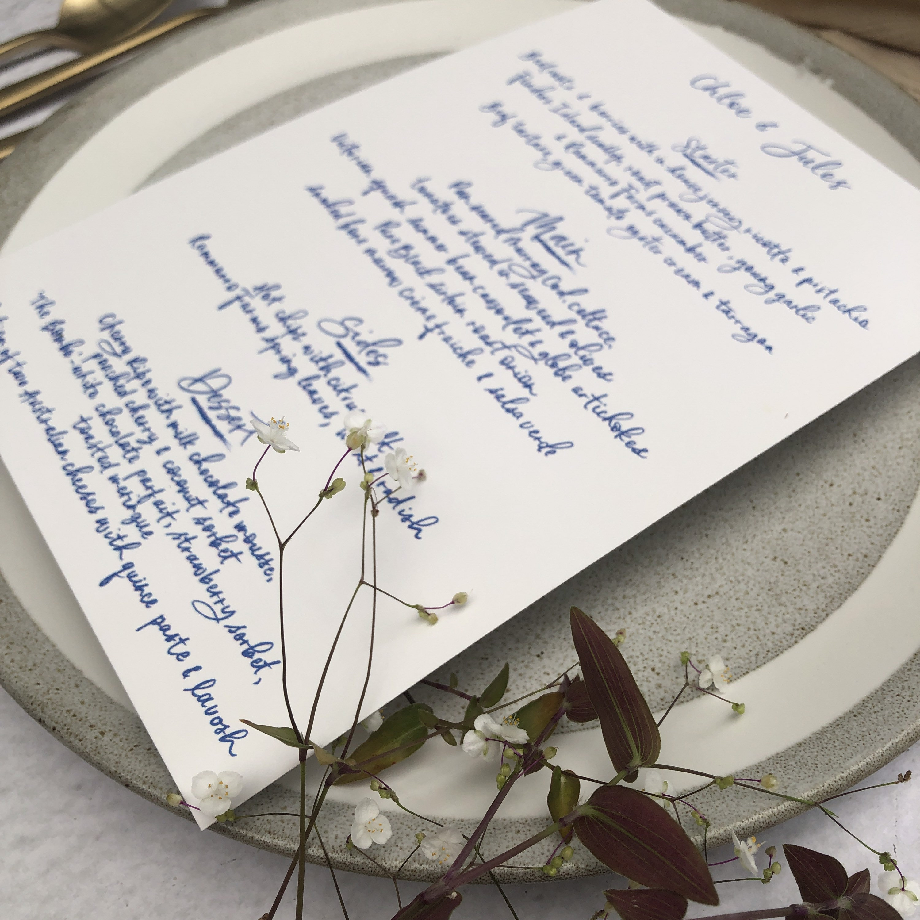 Custom Calligraphy Wedding Menu, Boho Script Dinner Stationery - Etsy ...