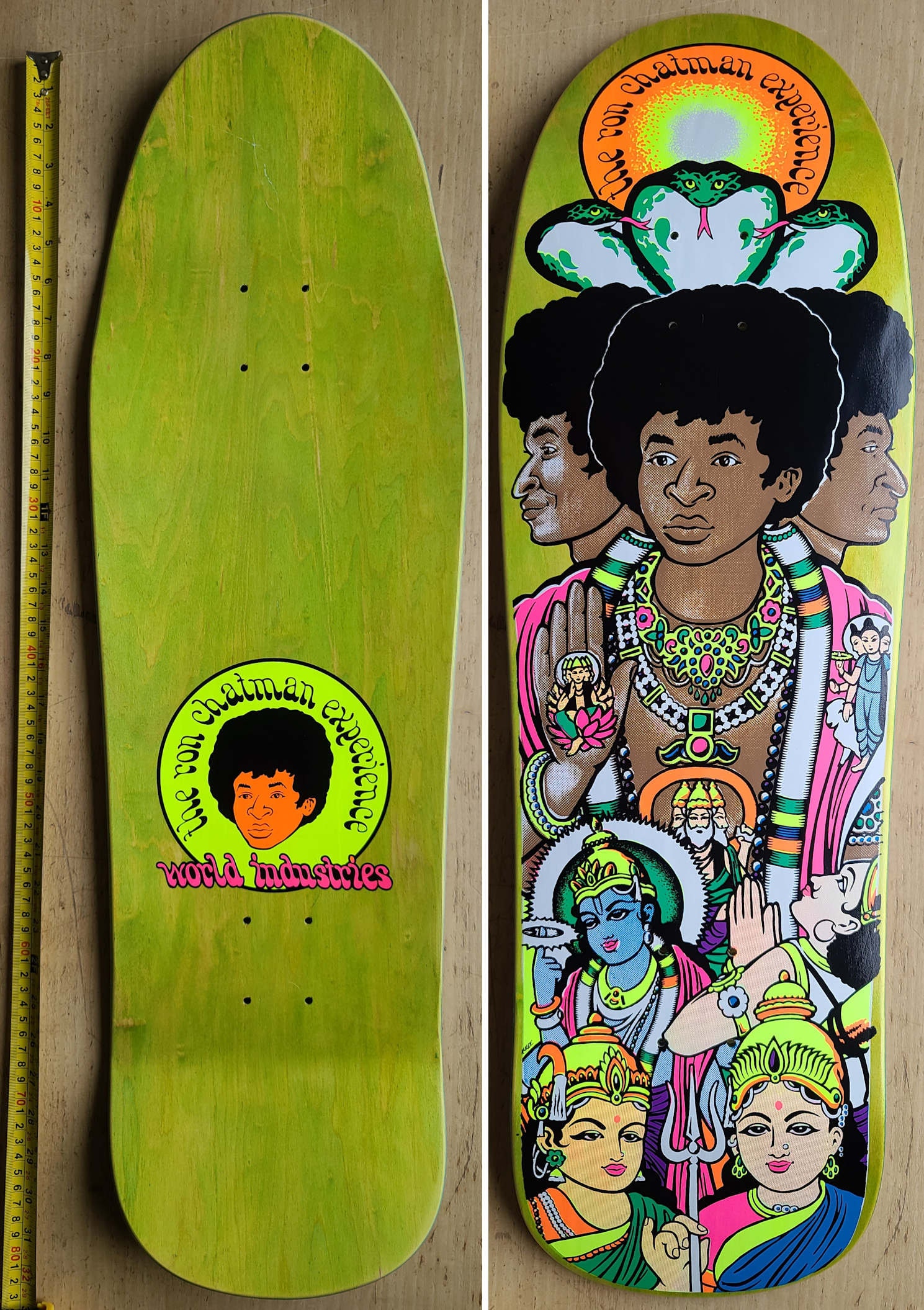 World Industries, The Ron Chatman Experience, Lime Green Skateboard Deck,  Not Signed
