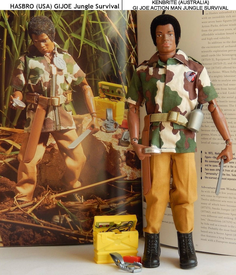 Australia Vintage 1970s GIJOE Action Man Jungle Survival with HASBRO Adventurer RARE Kenbrite