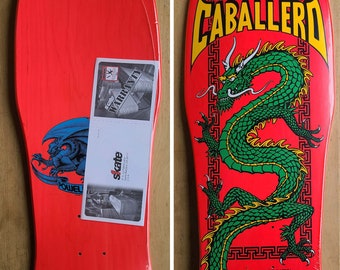 Signed Steve Caballero 2018, # 4 of only 5! Re-Issue 2017 SOC, Powell Peralta c1980, Chinese Dragon, Pink, Skateboard Deck in cello, D06