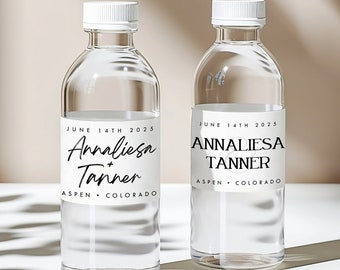 Wedding Names Water Bottle Labels || Personalized Water Bottle Labels, Custom Water Bottle Sticker, Water Bottle Wrapper