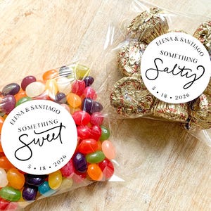 Something Sweet & Salty Personalized Stickers || Wedding Candy Favors, Favor Stickers, Party Goodie Bags