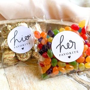 His and Her Favorite Stickers Wedding Candy Favors, Favor Stickers Pack of 20 Stickers image 1