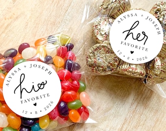 His and Her Favorite Personalized Stickers || Wedding Candy Favors, Goodie Bags