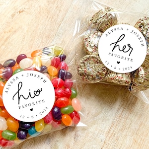 His and Her Favorite Personalized Stickers || Wedding Candy Favors, Favor Stickers