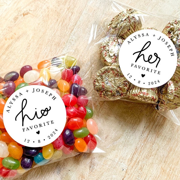 His and Her Favorite Personalized Stickers || Wedding Candy Favors, Favor Stickers