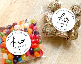 His and Her Favorite Personalized Stickers || Wedding Candy Favors, Favor Stickers