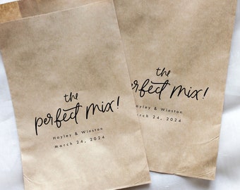 The Perfect Mix! Trail Mix Favor Bags || Personalized wedding favor bag, Reception Trail Mix Bag