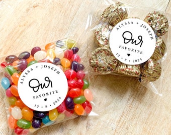 Our Favorite Personalized Stickers || Wedding Candy Favors, Favor Stickers