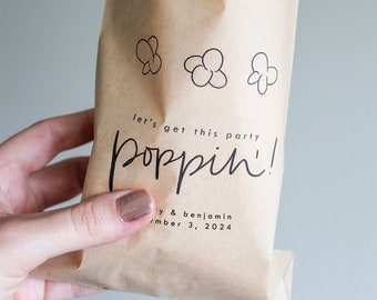 Wedding Popcorn Bags || Popcorn Favor Bag, Let's get this party poppin', Birthday Party Popcorn Bags