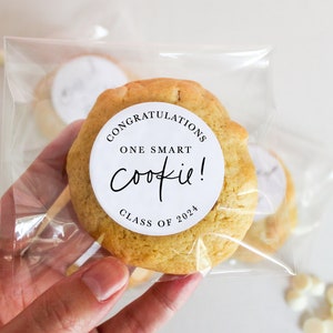 One Smart Cookie Stickers Graduation 2024 Cookies Favors, 2 Favor Stickers image 1