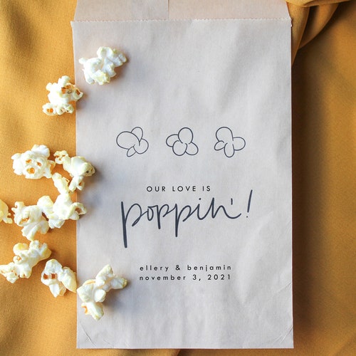 Popcorn Wedding Favor Engagement Party Favor Bags Popcorn Etsy
