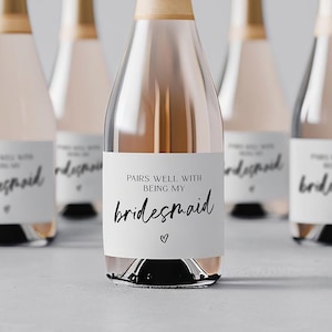 Bridesmaid Proposal Mini Champagne Bottle Label || Pairs Well With Being My Bridesmaid, Bridesmaid gift, Will you be my Bridesmaid