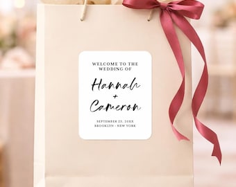 Wedding Welcome Bag Personalized Stickers || Welcome Bag Labels, Hotel Guest Favors - Stickers Only