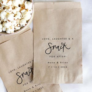 Liebe, Lachen, und ein Snack für danach! Favor Taschen || Popcorn Gunst Tasche, Hochzeit Cookie Tasche, Geburtstags-Party-Snack-Taschen