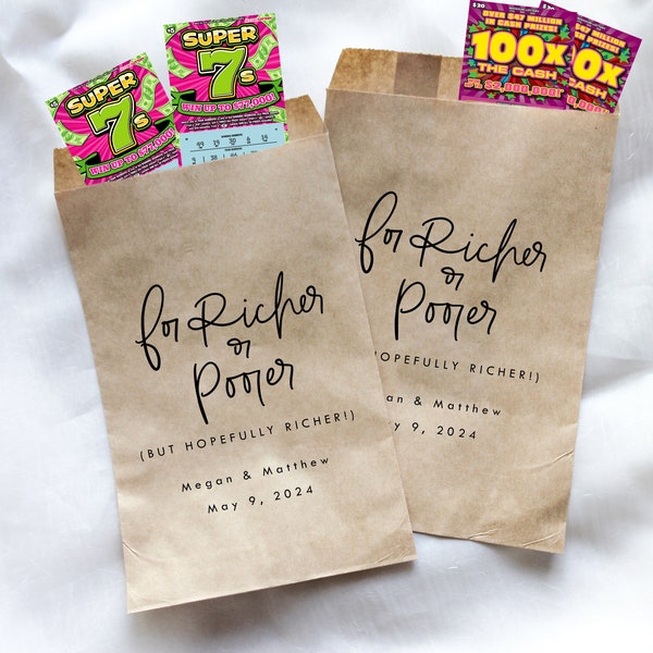 For Richer or Poorer Favor Bags || Wedding Scratchers Favor, Wedding Lottery Ticket Favor Bag