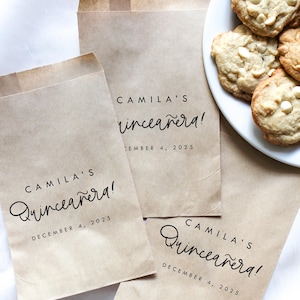 Bolsa de recuerdos de quinceañera // Bolsa de recuerdos de quinceañera personalizada, bolsa de galletas, bolsa de donas, bolsa de recuerdos de recepción