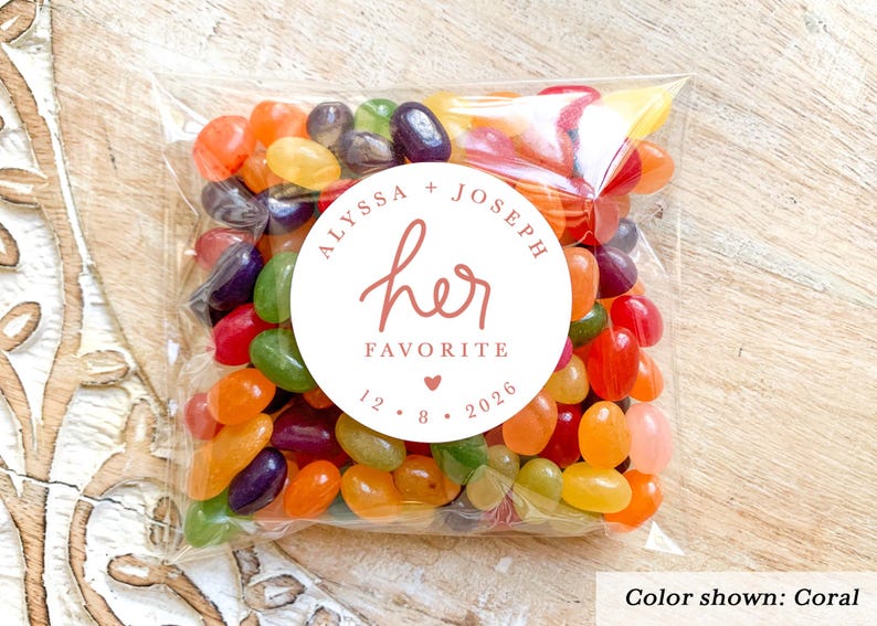His and Her Favorite Personalized Stickers || Wedding Candy Favors, Goodie Bags image 4