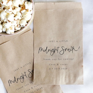 Midnight Snack Favor Bags || Popcorn Favor Bag, Wedding Cookie Bag, Birthday Party Snack Bags