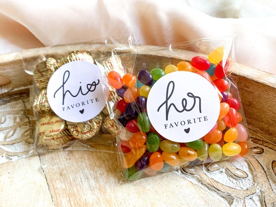 His and Her Favorite Stickers || Wedding Candy Favors, Favor Stickers -  Pack of 20 Stickers