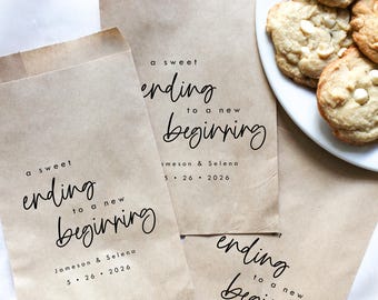 A Sweet Ending to a New Beginning Favor Bags || Personalized wedding favor bag, Cookie bag, Donut bag, Reception favor bag