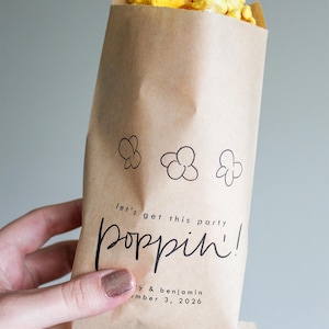 Wedding Popcorn Bags || Let's Get This Party Poppin', Birthday Party Popcorn Bags