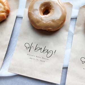 Oh Baby! Favor Bag || Baby Shower favor treat bag, Popcorn favor bag, Cookie bag, Donut bag