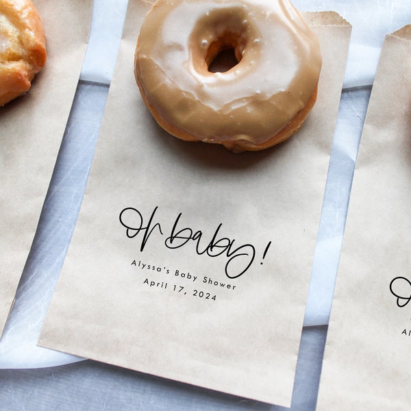 Oh Baby! Favor Bag || Baby Shower favor treat bag, Popcorn favor bag, Cookie bag, Donut bag