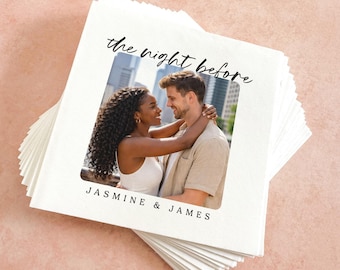 Rehearsal Dinner Photo Cocktail Napkins || Personalized Photo Napkins, Custom Wedding Decor