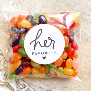 His and Her Favorite Stickers Wedding Candy Favors, Favor Stickers Pack of 20 Stickers Black