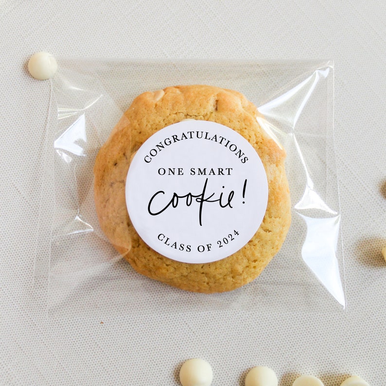 One Smart Cookie Stickers Graduation 2024 Cookies Favors, 2 Favor Stickers image 2