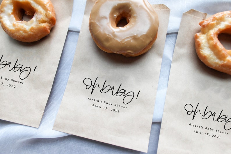 Donut bag Favor Bag || Baby Shower favor treat bag Popcorn favor bag Oh Baby Cookie bag